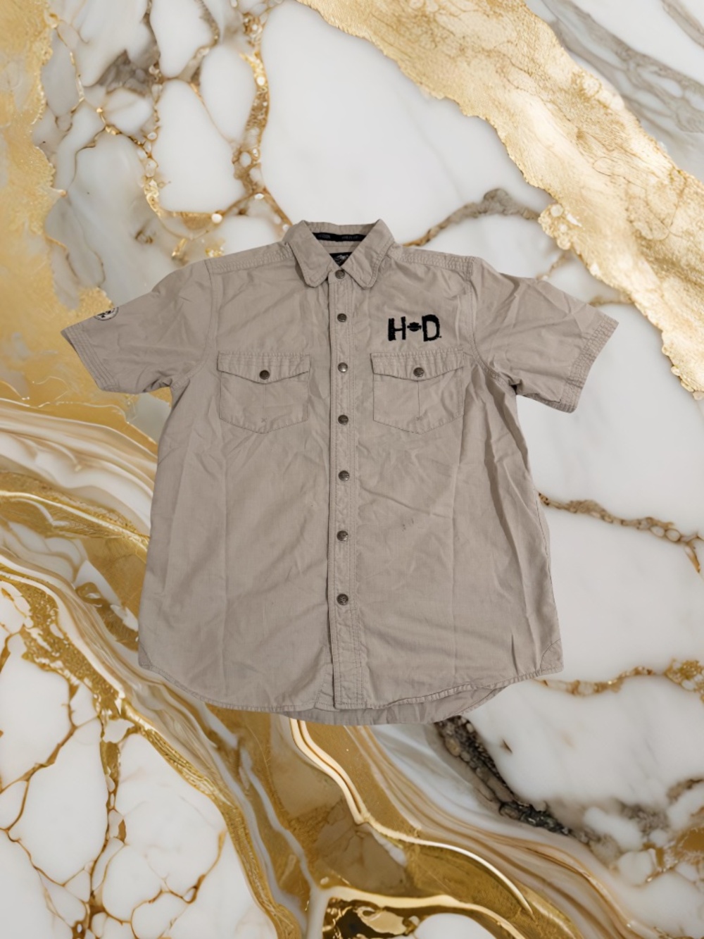 Mens Harley Davidson Snap Button Down Shirt